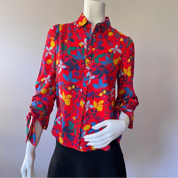 Anthropologie Maeve Blithe Fruit and Floral Blouse Size 0 - Picture 3 of 8